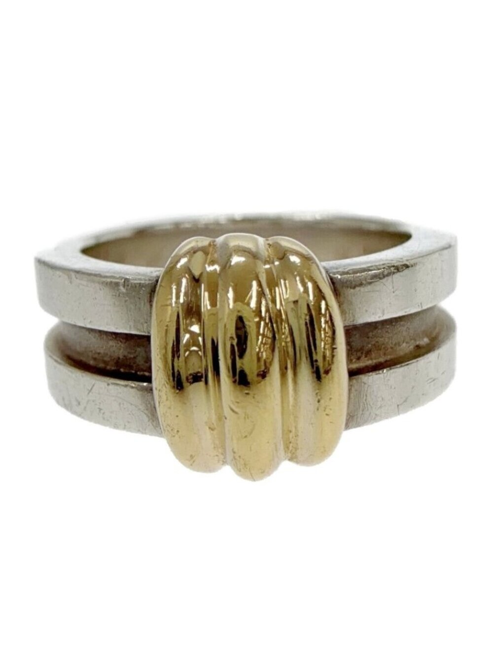 Tiffany & Co Silver Gold Grooved with Ring